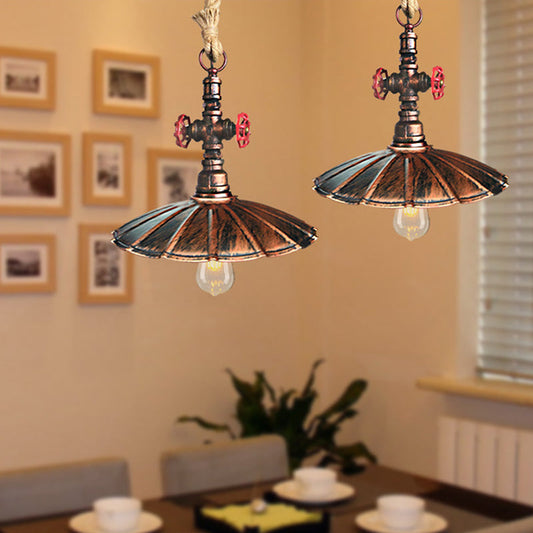 Gianna - Rustic Elegance Pendant Light with Scalloped Shade and Rope Cord