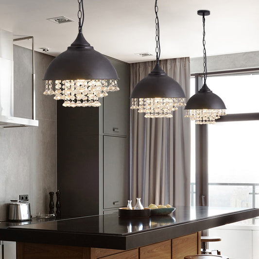 Harlow - Glamorous Industrial Pendant Light with Crystal Accents (1-Light)