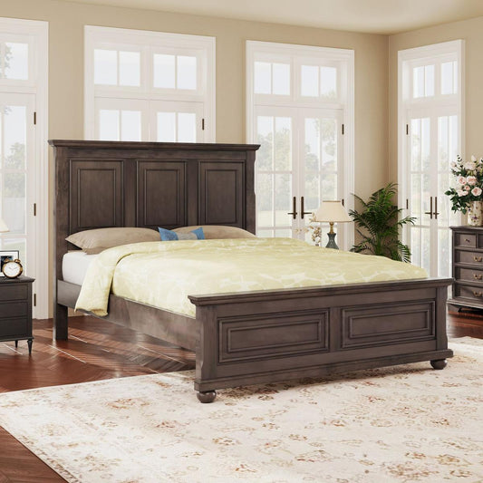 Bedroom Bedding & Decor: Traditional Town and Country Style Pinewood Vintage King Bed, Rich Brown by Streamdale Furniture