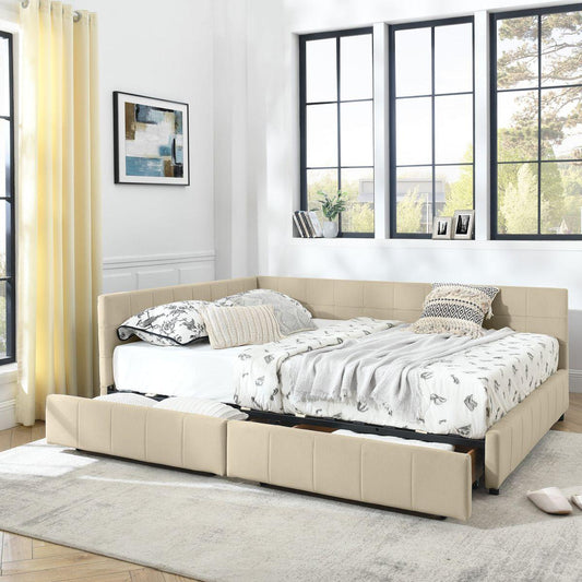 Kitchen Tools & Cookware: Queen Size Storage Upholstered Tufted Bed Frame, Sofa Bed Frame with Comfortable Backrest and Armrests, Queen Size Bed for Bedroom, Living Room,Velvet, BEIGE(85.5''*64.5''*29.5'') by Streamdale Furniture