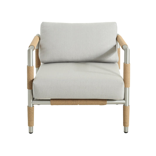 Garden & Outdoor: Oriana Aluminum Outdoor Patio Armchair with Thick Cushions in Light Grey by Streamdale Furniture