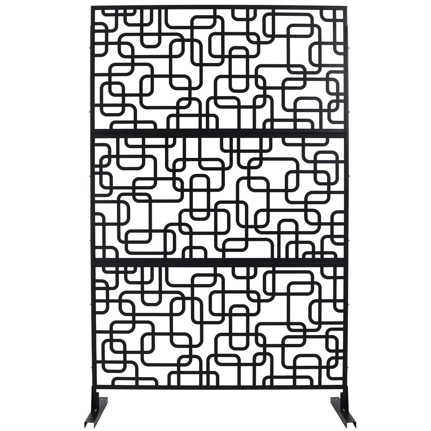 Dining & Tableware: Outdoor & Indoor Privacy Screen Metal Privacy Screen 76' H×48' W, Freestanding Decorative Privacy Screen for Deck Balcony Patio, Privacy Fence Panels for Outside Lawn Garden PS114 BLACK, LIGHT by Streamdale Furniture
