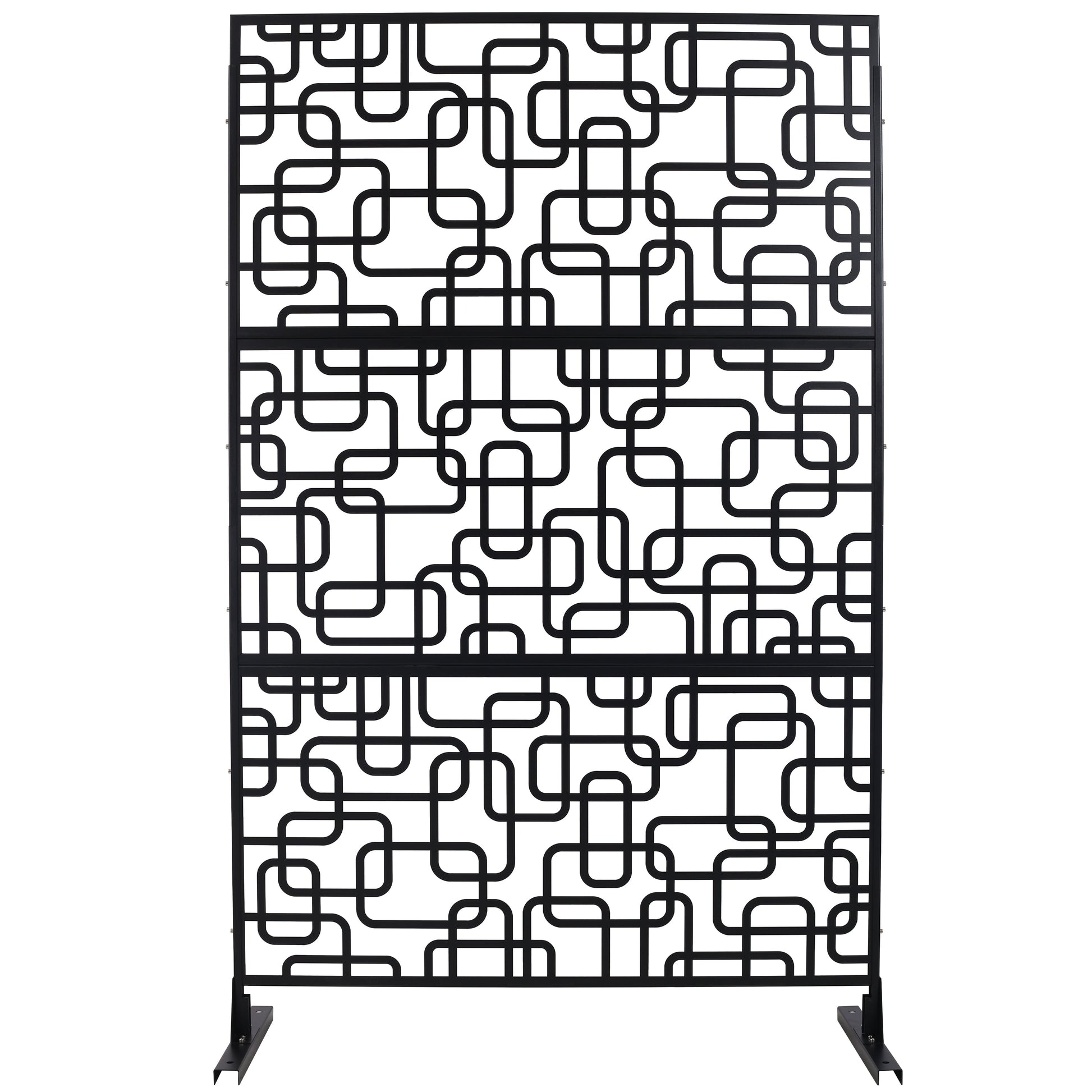 Dining & Tableware: Outdoor & Indoor Privacy Screen Metal Privacy Screen 76' H×48' W, Freestanding Decorative Privacy Screen for Deck Balcony Patio, Privacy Fence Panels for Outside Lawn Garden PS114 BLACK, LIGHT by Streamdale Furniture