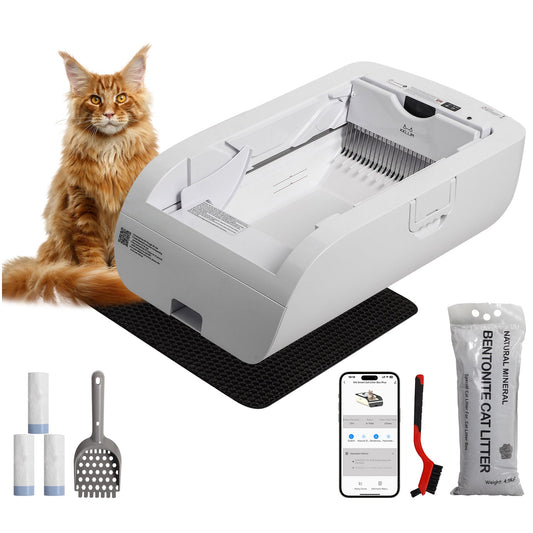 Smart Light Bulb: Smart Cat Litter Box Cat Litter Box Wide Opening by Streamdale Furniture
