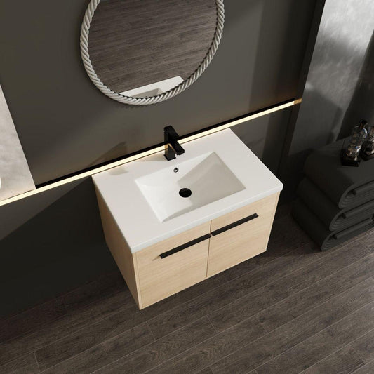 Kitchen Tools & Cookware: LEVISTAR oak 30 Inch Bathroom Vanity with resin Countertop Sink, 2 Doors Bathroom Cabinet Set by Streamdale Furniture