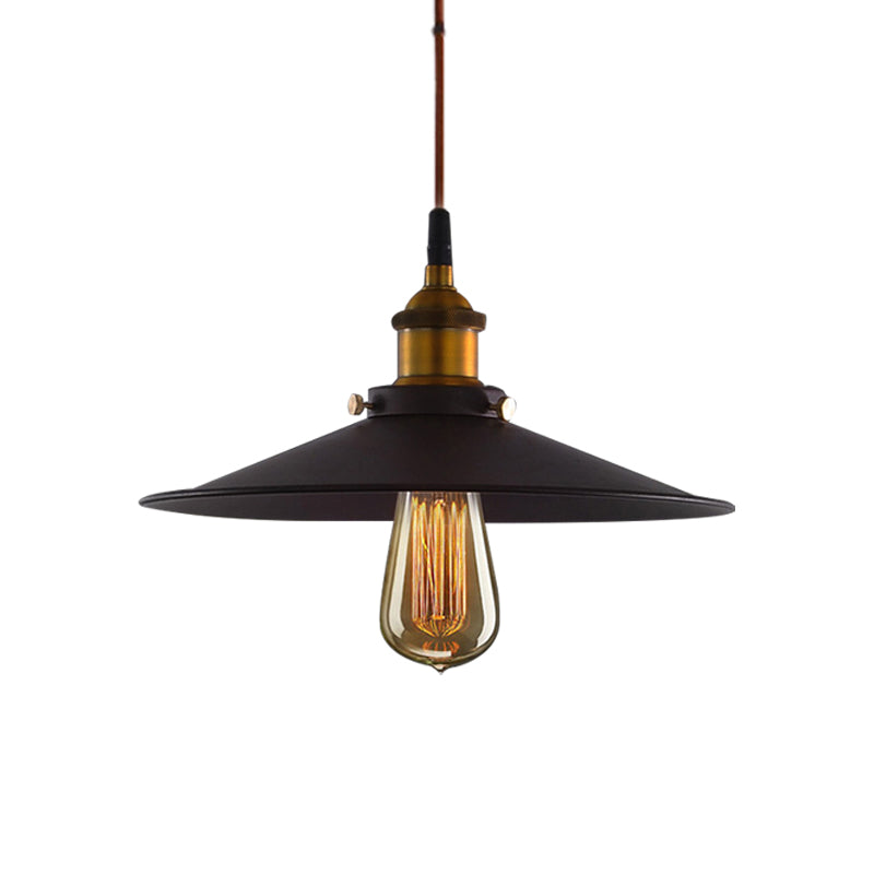 Andrea Metal Pendant Light with Pulley - Black Flare Design for Living Room