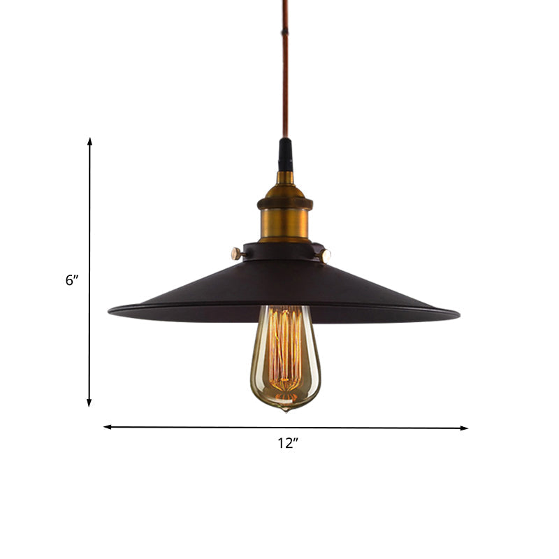 Andrea Metal Pendant Light with Pulley - Black Flare Design for Living Room