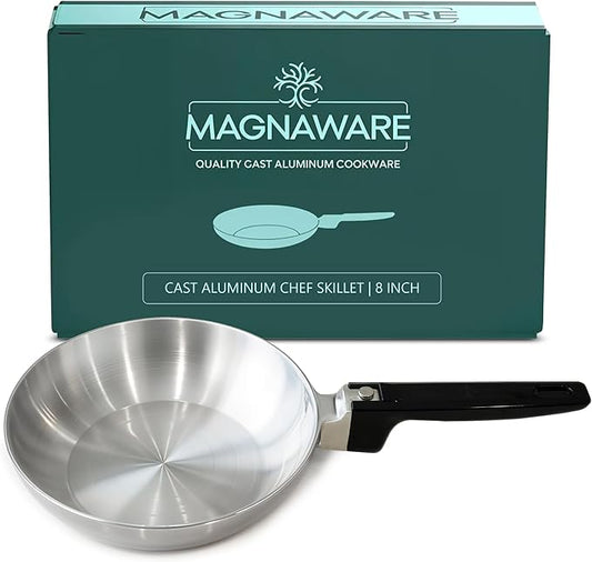 Kitchen Tools & Cookware: 8-Inch Chef Skillet – Quick & Even Heat Distribution – Lightweight Cast Aluminum Frying Pan by MAGNAWARE