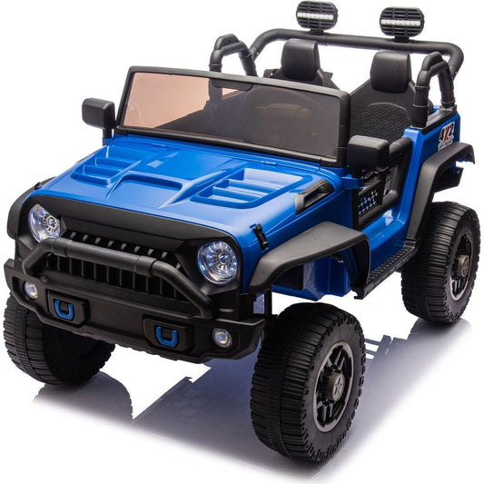 24V Two-Seater Kids Ride On Truck Car W/Parents Control,200wx2,Seat width 20.28in,Four-wheel Suspension,LED Lights,Music,MP3,Bluetooth,Two independent seat belts,Suitable for off-road For Kids Aged 3+