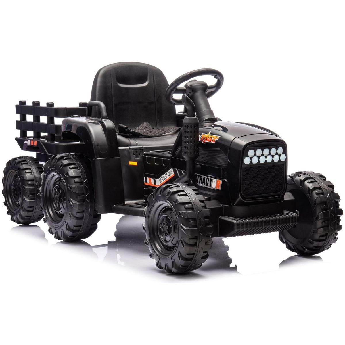 Smart Light Bulb: Ride on Tractor2.0 with Trailer,24V Battery Powered Electric Tractor Toy, 200wx2motor 1.86-4.97MPH/Remote Control,electric car for kids,Three speed adjustable,USB,MP3, Bluetooth,LED light, safety belt by Streamdale Furniture