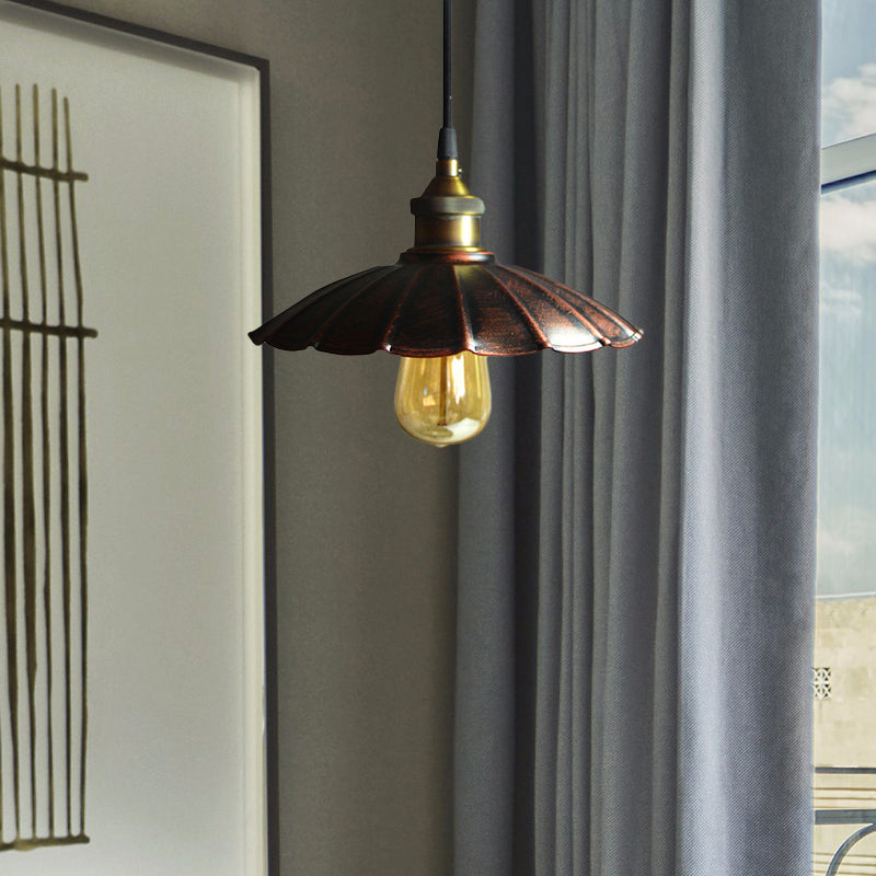 Aniyah Scalloped Pendant - Antique Copper Charm for Living Rooms