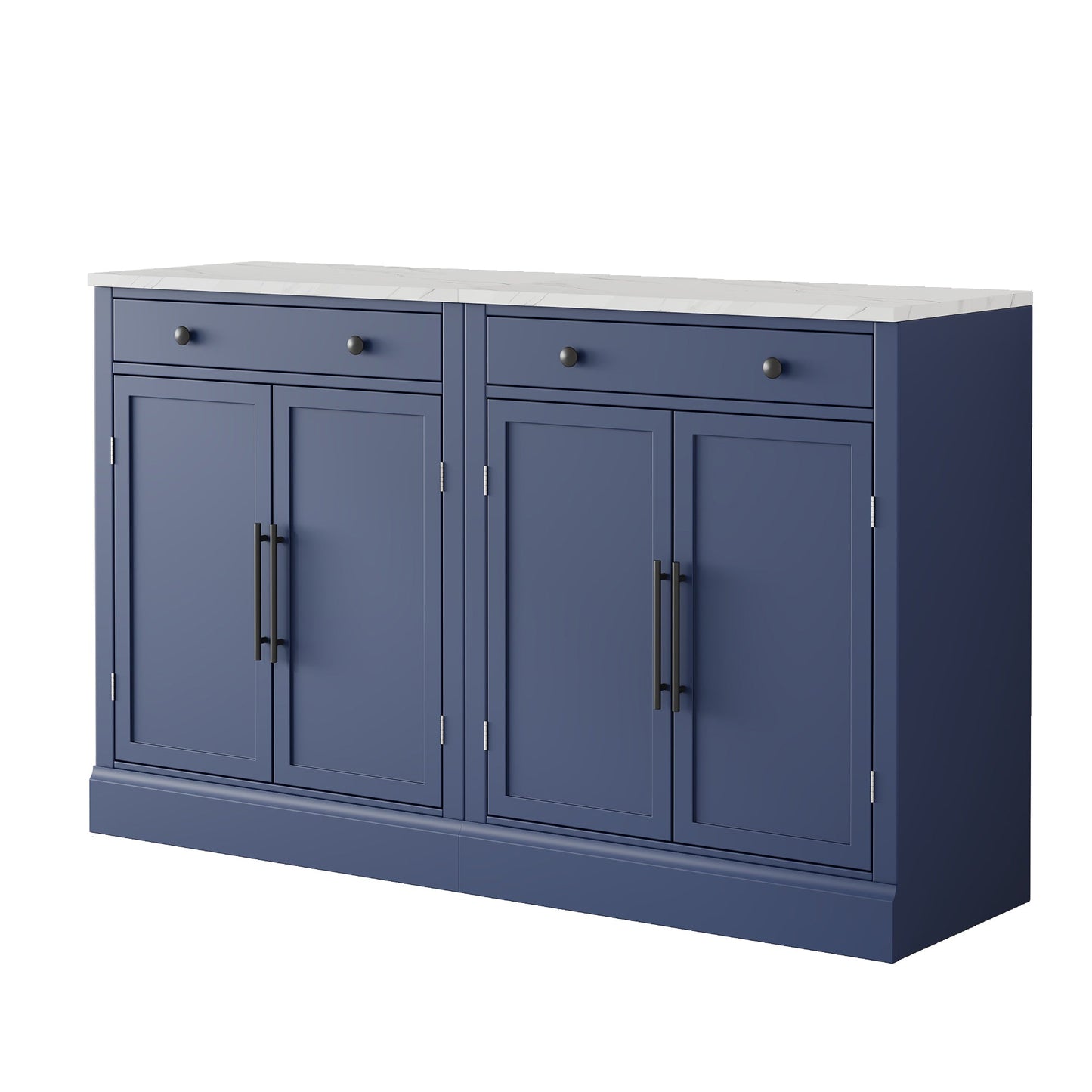 [Assembly Video Provided] TOPMAX Modern Freestanding Kitchen Pantry,Buffet Food Storage, Coffee Bar Cabinet with Drawer, 2 Adjustable Shelves and 2 Door Shelves for Dining, Kitchen, Set of 2, Blue