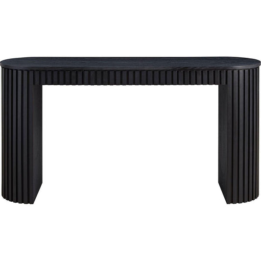 Lighting Fixture: 59.05'' Modern Console Table with Drawer for Entryway with Unique Vertical Stripe Design for Living Room Hallway Foyer Entrance Study,BLACK by Streamdale Furniture