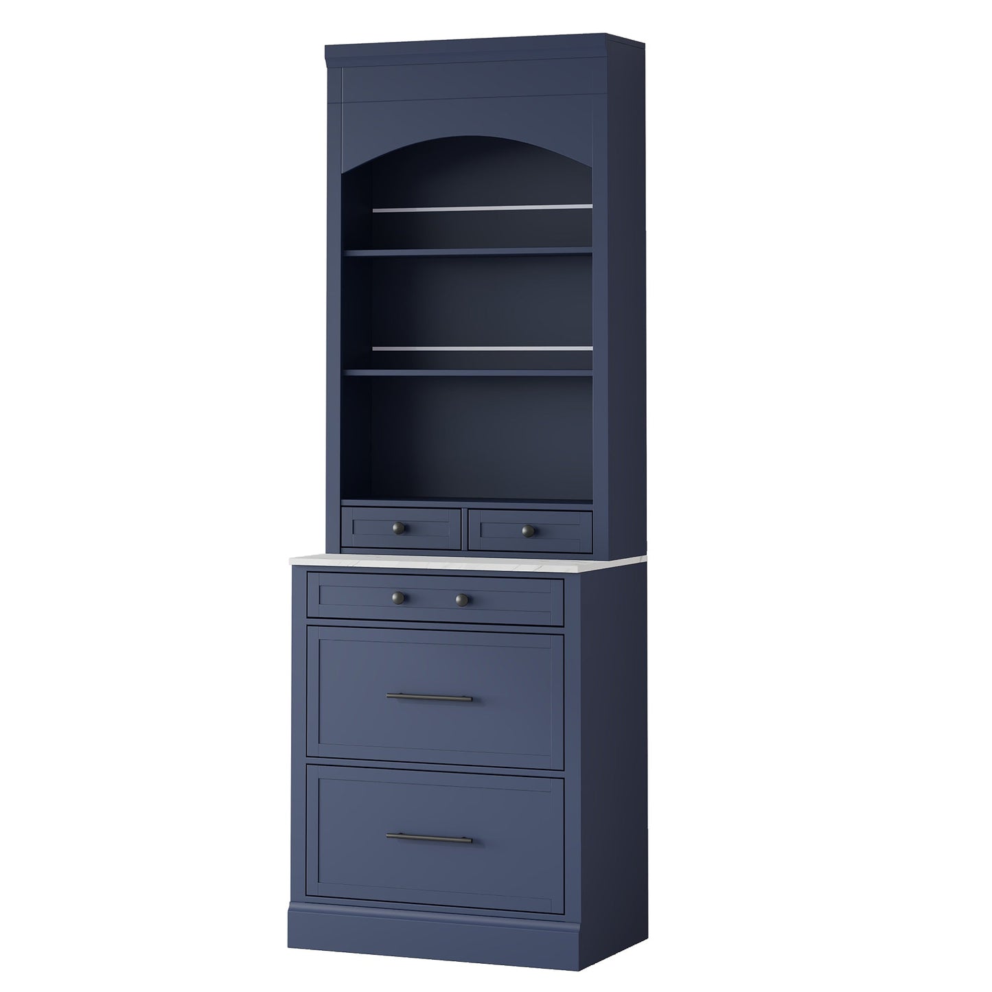 [Assembly Video Provided] TOPMAX Modern 83.7inch High Kitchen Pantry, Freestanding Tall Kitchen Hutch with Faux Marble Top,Cupboard Cabinet with 5 Storage Drawers and Adjustable Shelf, Set of 2, Blue