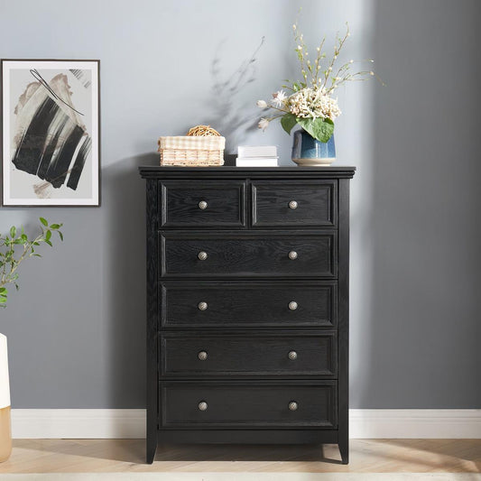 Bedroom Bedding & Decor: Modern 6 Drawers Dresser 6 Drawers Cabinet,Chest of Drawers Closet Organizers and Storage Clothes Storage Drawers Cabinet for Living Room, Farmhouse Dresser Organizer Black by Streamdale Furniture