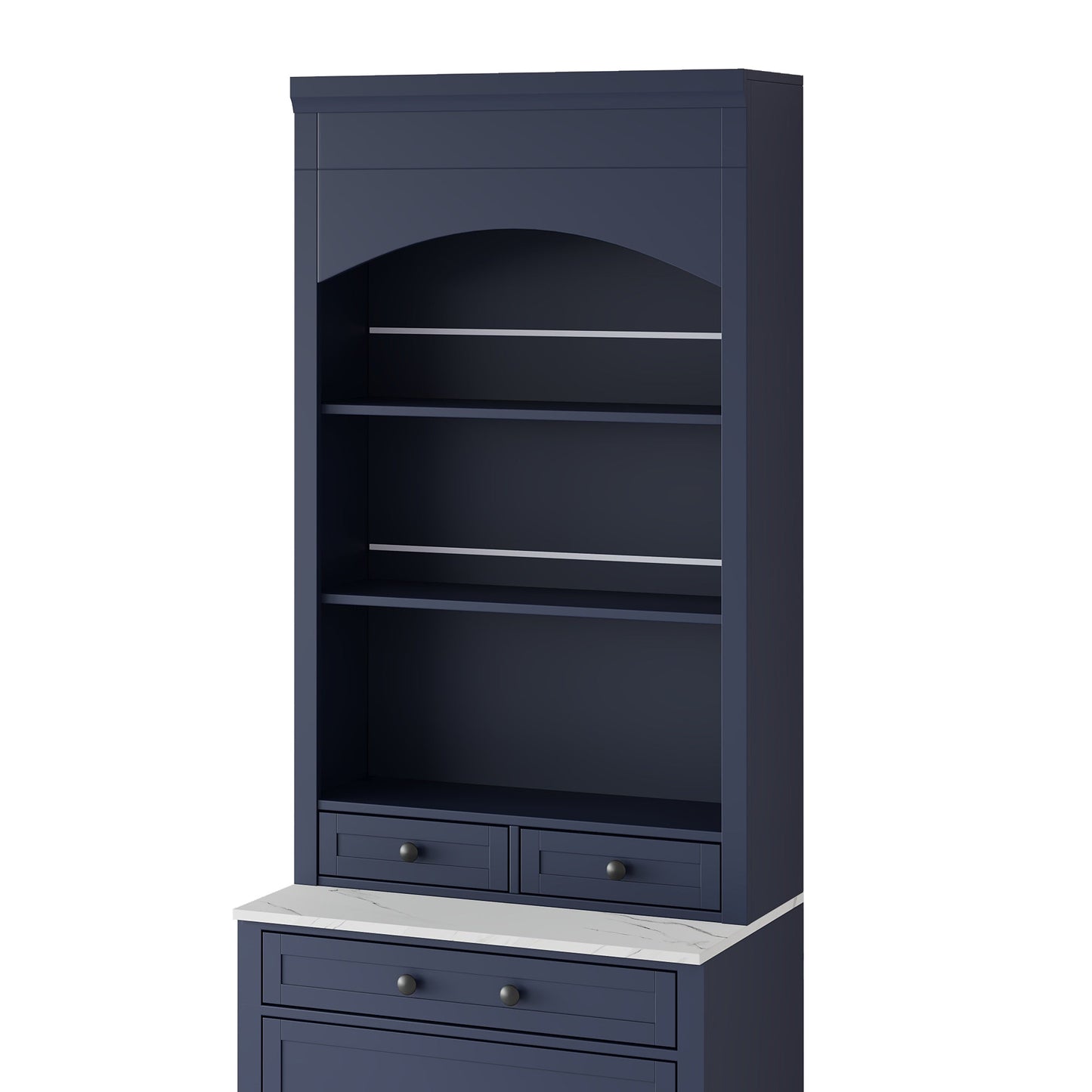 [Assembly Video Provided] TOPMAX Modern 83.7inch High Kitchen Pantry, Freestanding Tall Kitchen Hutch with Faux Marble Top,Cupboard Cabinet with 5 Storage Drawers and Adjustable Shelf, Set of 2, Blue