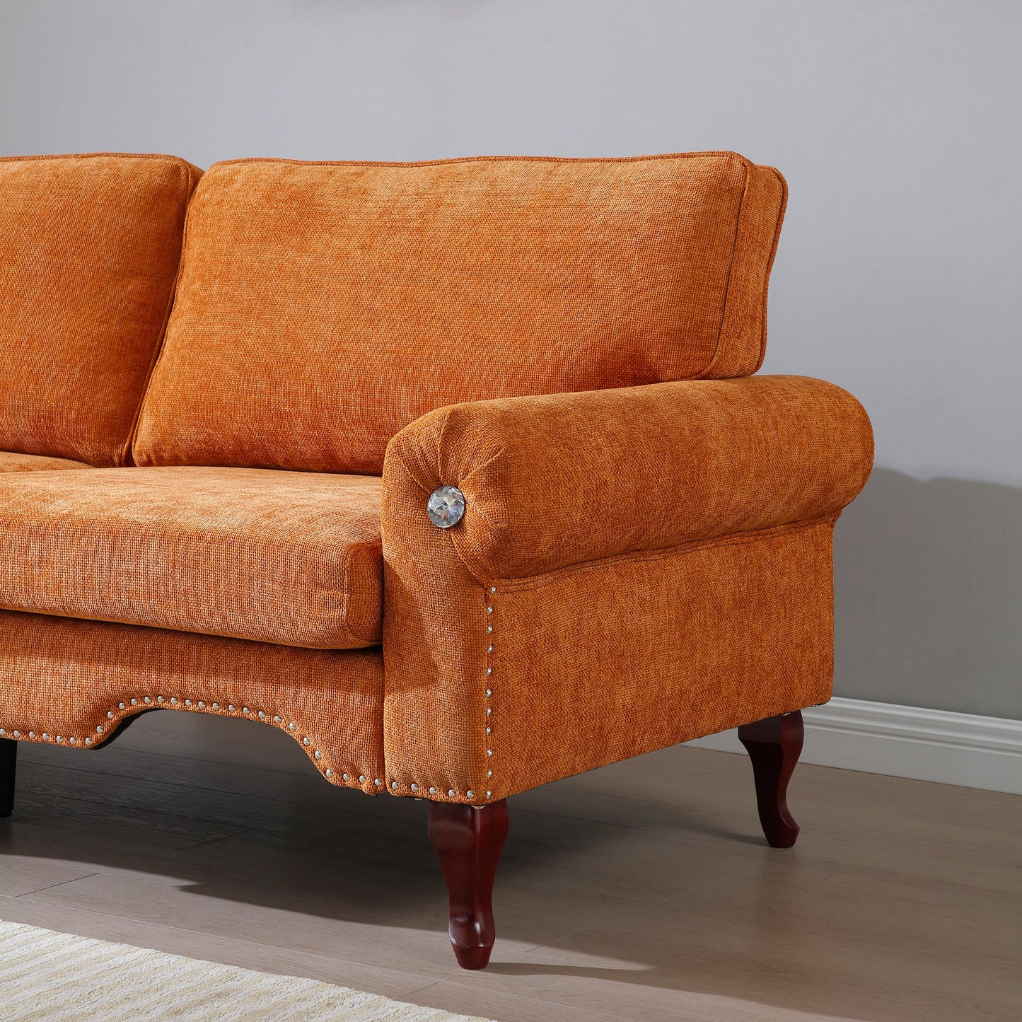 2 Piece Sectional Sofa Set with Movable Pillows, 5 Seat Convertible Couch Sets, Upholstered Sofa for Living Room Office, Bedroom & Apartment, Orange