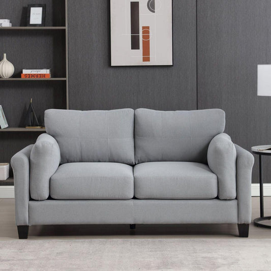 Bedroom Bedding & Decor: 68.5" Modern Style Button Tufted Linen Upholstered Loveseat Sofa, Two Seat Sofa Couch, Living Room Sofa for Home or Office, Gray by Streamdale Furniture