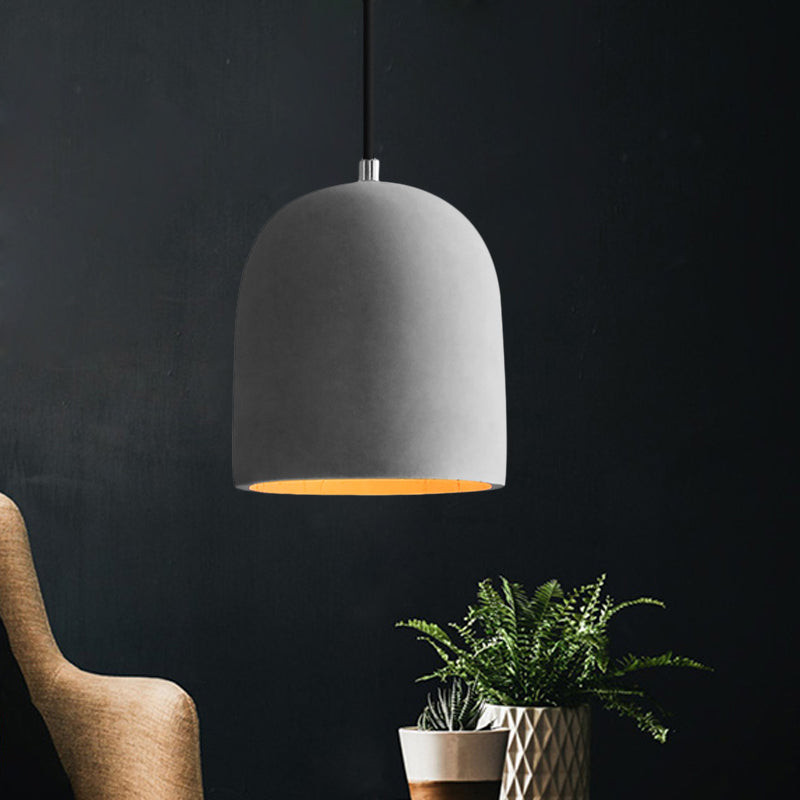 Hadley Industrial Pendant Lamp: Grey Cement Dome for Vintage Charm
