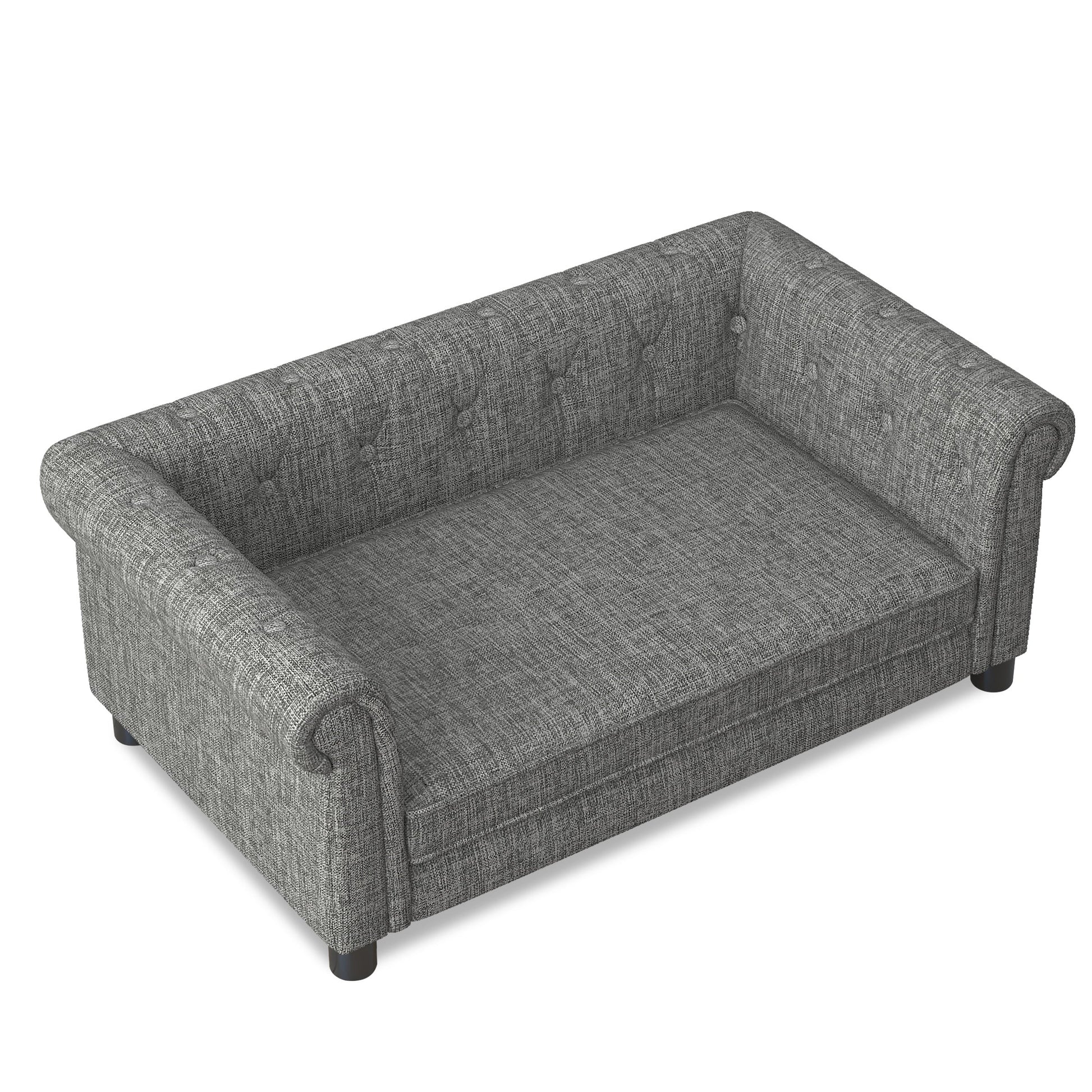 Pet Supplies: Modern Linen Fabric Light Grey Elevated Pet Bed for Small and Medium Dogs by Streamdale Furniture