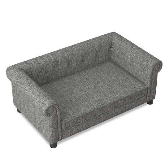 Pet Supplies: Modern Linen Fabric Light Grey Elevated Pet Bed for Small and Medium Dogs by Streamdale Furniture