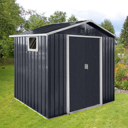 Kitchen Tools & Cookware: Metal garden sheds 7ftx4.3ft outdoor storage sheds Coal Grey with window by Streamdale Furniture