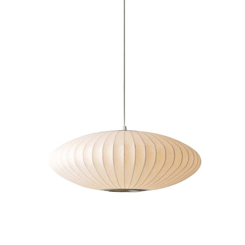 Juliette's Saucer Hanging Ceiling Light - Modernist Fabric Pendant in White
