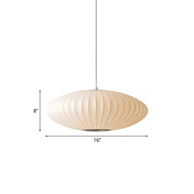 Juliette's Saucer Hanging Ceiling Light - Modernist Fabric Pendant in White