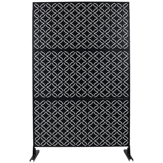 Dining & Tableware: Outdoor & Indoor Privacy Screen Metal Privacy Screen 76' H×48' W, Freestanding Decorative Privacy Screen for Deck Balcony Patio, Privacy Fence Panels for Outside Lawn Garden PS107 BLACK by Streamdale Furniture