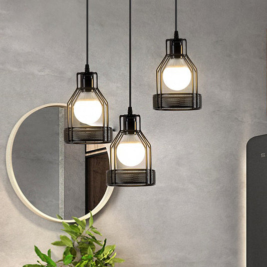 Embrace Industrial Charm and Ample Illumination: The Iron Bottle Frame Cluster Pendant