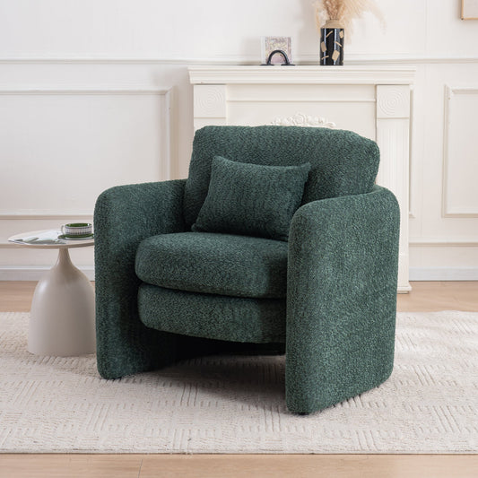 Home & Living: Rounded Corner Modern Chair - Suitable for many scenarios, stylish single seat for modern spaces Green by Streamdale Furniture