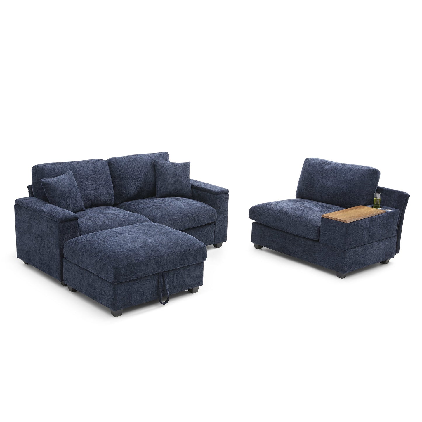 120.3'Sectional Sofa ,L-Shaped Oversized Couch ,Comfy Cloud Couch Set with Drop Down Table,360-degree Swivel tray ,Cup Holders,USB Charger,Storage Ottoman and Armrest,Wide Seat Sofa for Living room