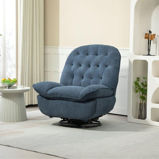 Bedroom Bedding & Decor: 360 Swivel Recliner Adjustable Chair Chenille Glider Swivel Reclining Sofa Chair with Black Metal Round Base - Teal by Streamdale Furniture