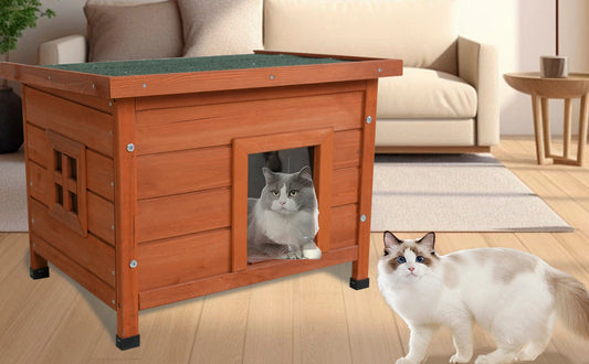 Outdoor Living: Cat House Waterproof Feral Kitty Shelter Outdoor Indoor Rabbit Hutch for Bunnies,Cats,Dogs and Other Small Animals,Asphalt Roof by Streamdale Furniture