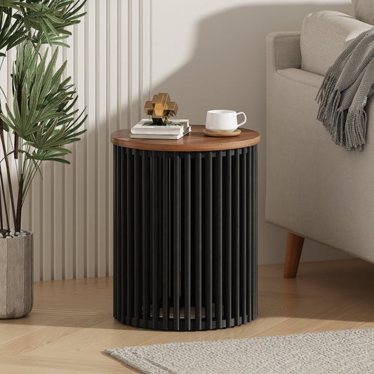 Living Room Decor: ACACIA SOLID WOOD SIDE TABLE,NATURAL & BLACK COLOR by Streamdale Furniture