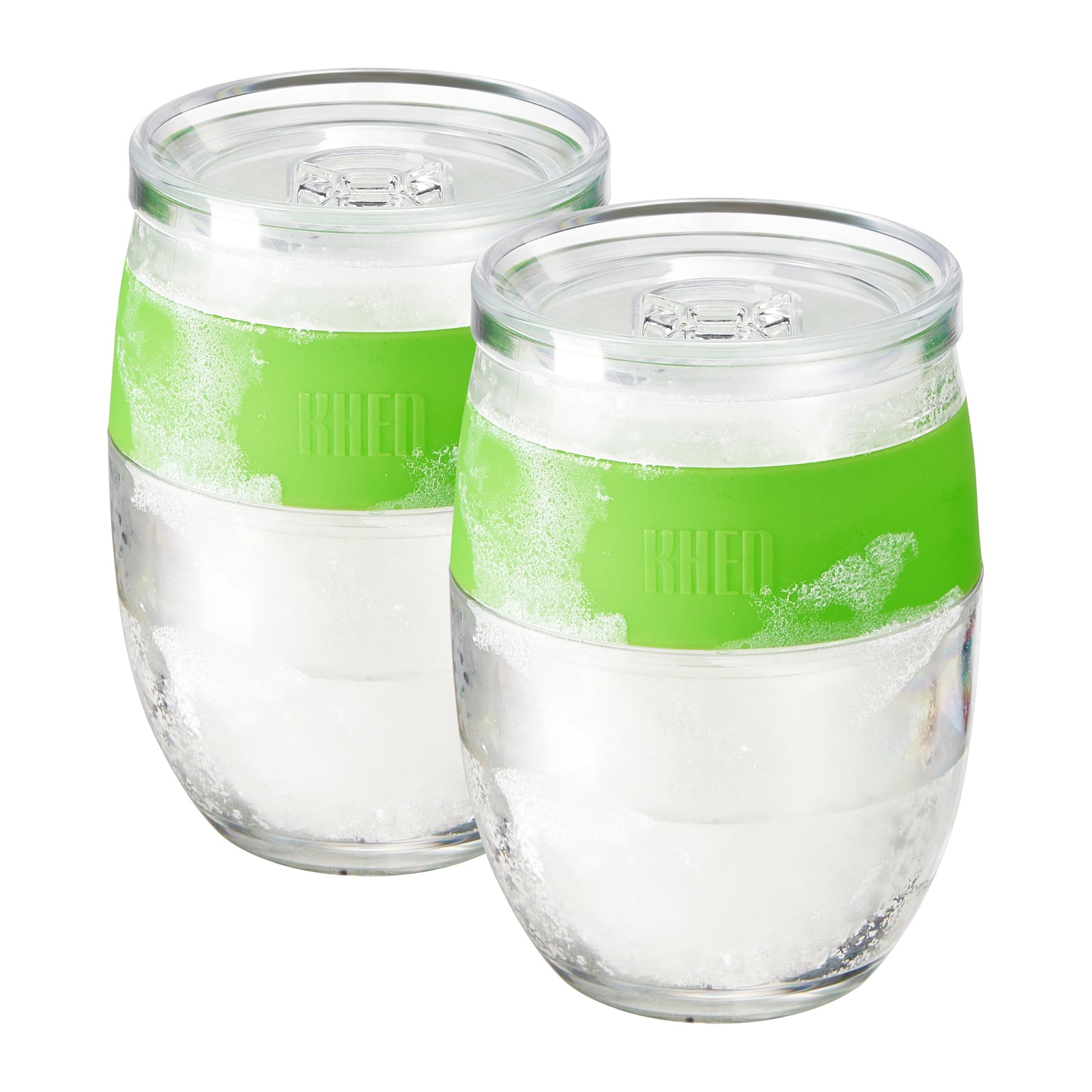 Outdoor Living: Stemless Acrylic Cooling Wine Glasses 14oz | Set of 2| Green by Khen Site