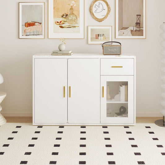 Wood Storage Cabinet, Modern Accent Buffet Cabinet, Free Standing Sideboard and Buffet Storage with Door Buffet Sideboard for Bedroom, Living Room, Kitchen or Hallway