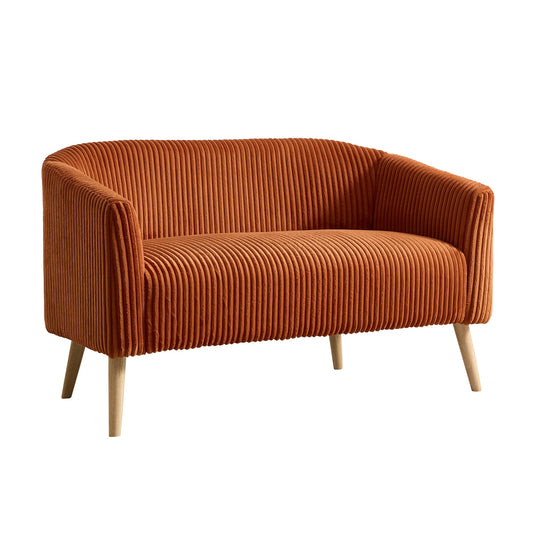 Bedroom Bedding & Decor: 50.78'W Modern Loveseat Couch Sofa with Corduroy Upholstery, Wooden Legs, 2-Seat for Small Spaces Office Studio Apartment Bedroom, Orange by Streamdale Furniture