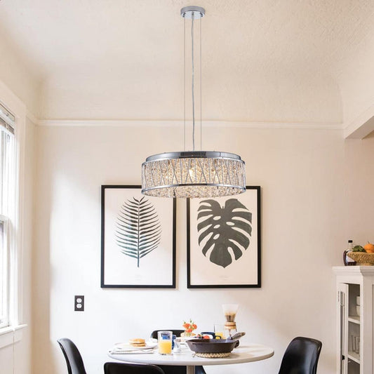 Smart Light Bulb: Modern Crystal Chandelier 18.9 Inches Aluminum+Iron Round Ceiling Light Flush Mount Ceiling Light Fixture for kitchen Island Dining Bedrooms and Hallway by Streamdale Furniture