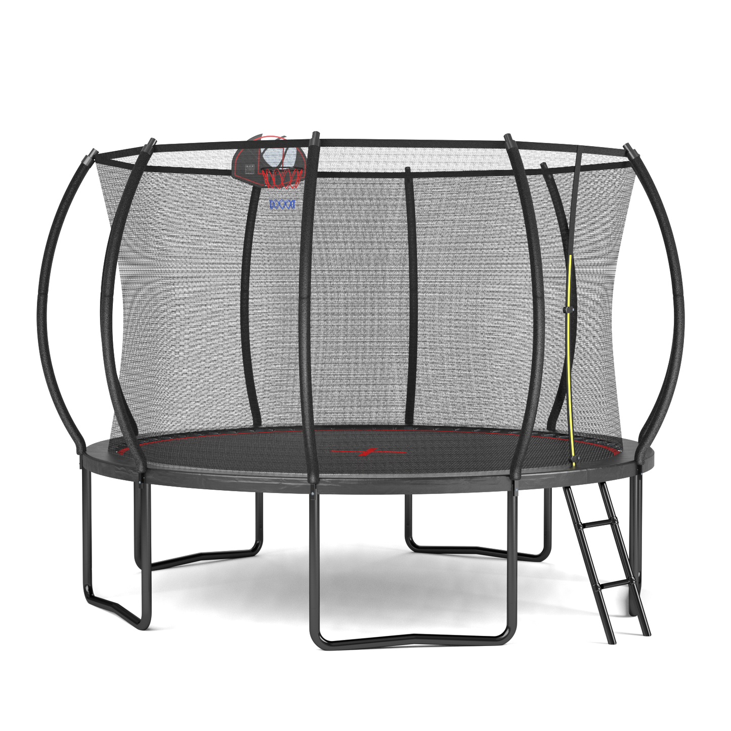 YC 12FT trampoline Pumpkin- ladder-Black Red