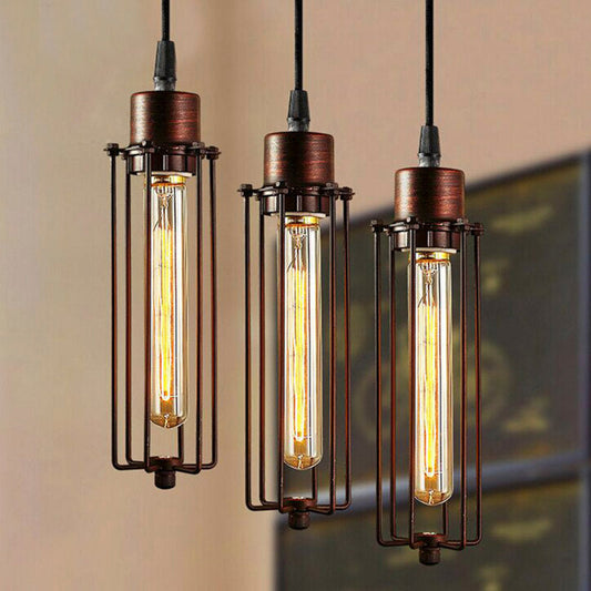 Zoe Vintage Industrial Pendant Light with Dark Rust Finish