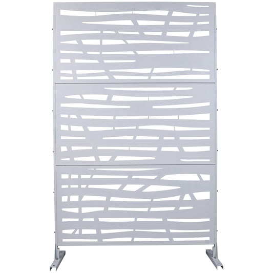 Dining & Tableware: Outdoor & Indoor Privacy Screen Metal Privacy Screen 76' H×48' W, Freestanding Decorative Screen for Deck Balcony Patio in White by Streamdale Furniture