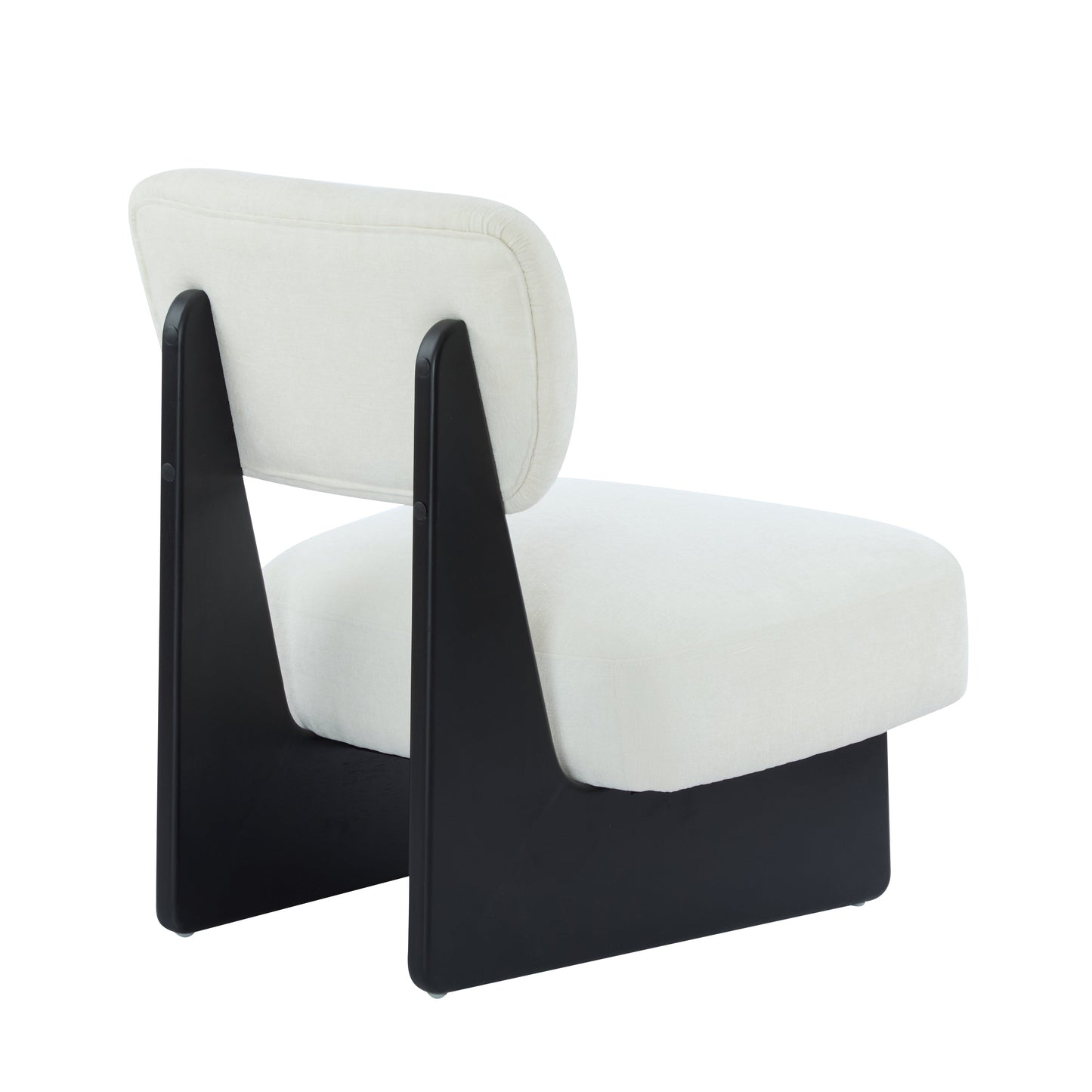 [Set of 2] Modern Beige Lounge Chair with Polyester Upholstery, Sturdy Black Wood Base, Minimalist Design, Stylish and Comfortable Accent Seating for Living Room, Bedroom, or Office