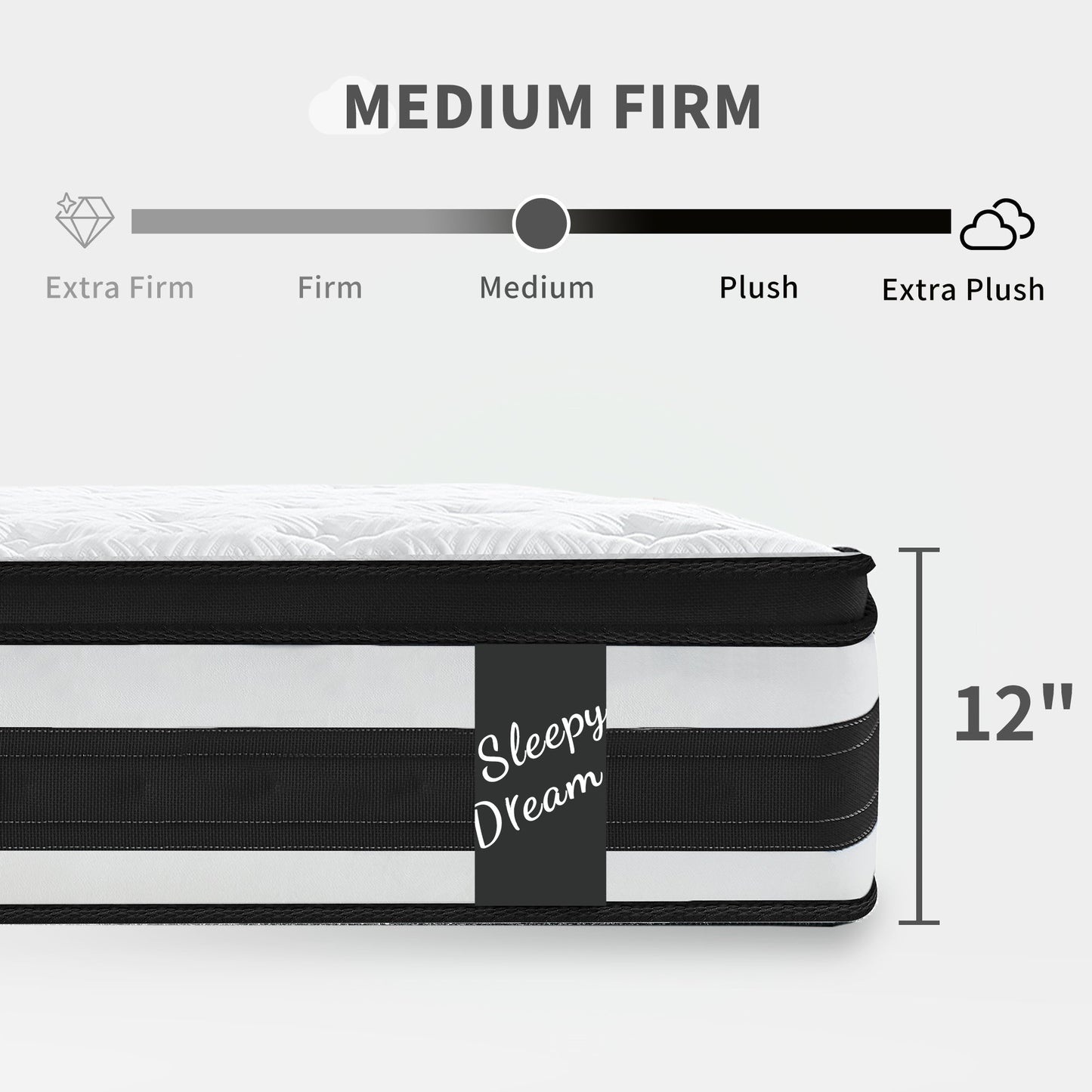 12 Inch Queen Size Breathalle Cool Cover Oekotex-100 Memory Foam Individual Pocket Spring Hybrid Mattress