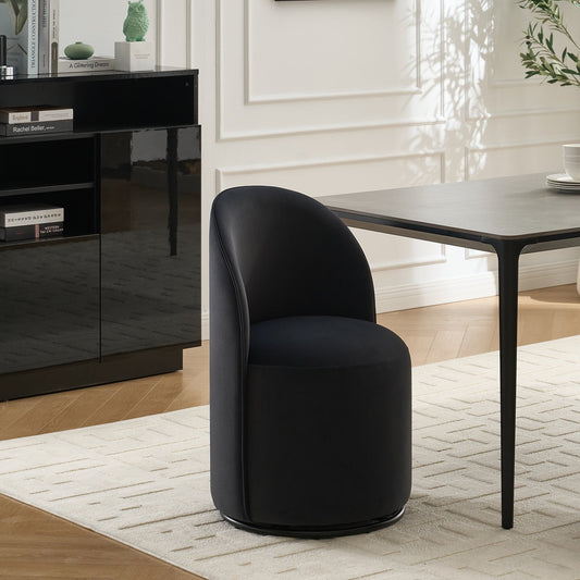 Bedroom Bedding & Decor: Set Of 1 Upholstered Kitchen & Dining Room Barrel Chair, Mid Century Modern Round Velvet Dining Chair, 360 Degree Swivel Comfy Armless Accent Makeup Vanity Side Chair for Bedroom Living Room by Streamdale Furniture