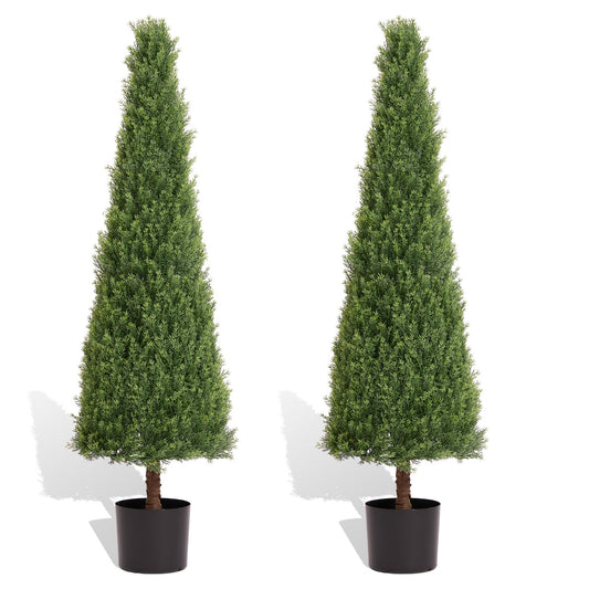 Outdoor Living: Topiary Tree Plant Potted Trees Decorations For Indoor Living Room Outdoor Tree Artificial Boxwood 120cm 2pcs/set by Streamdale Furniture