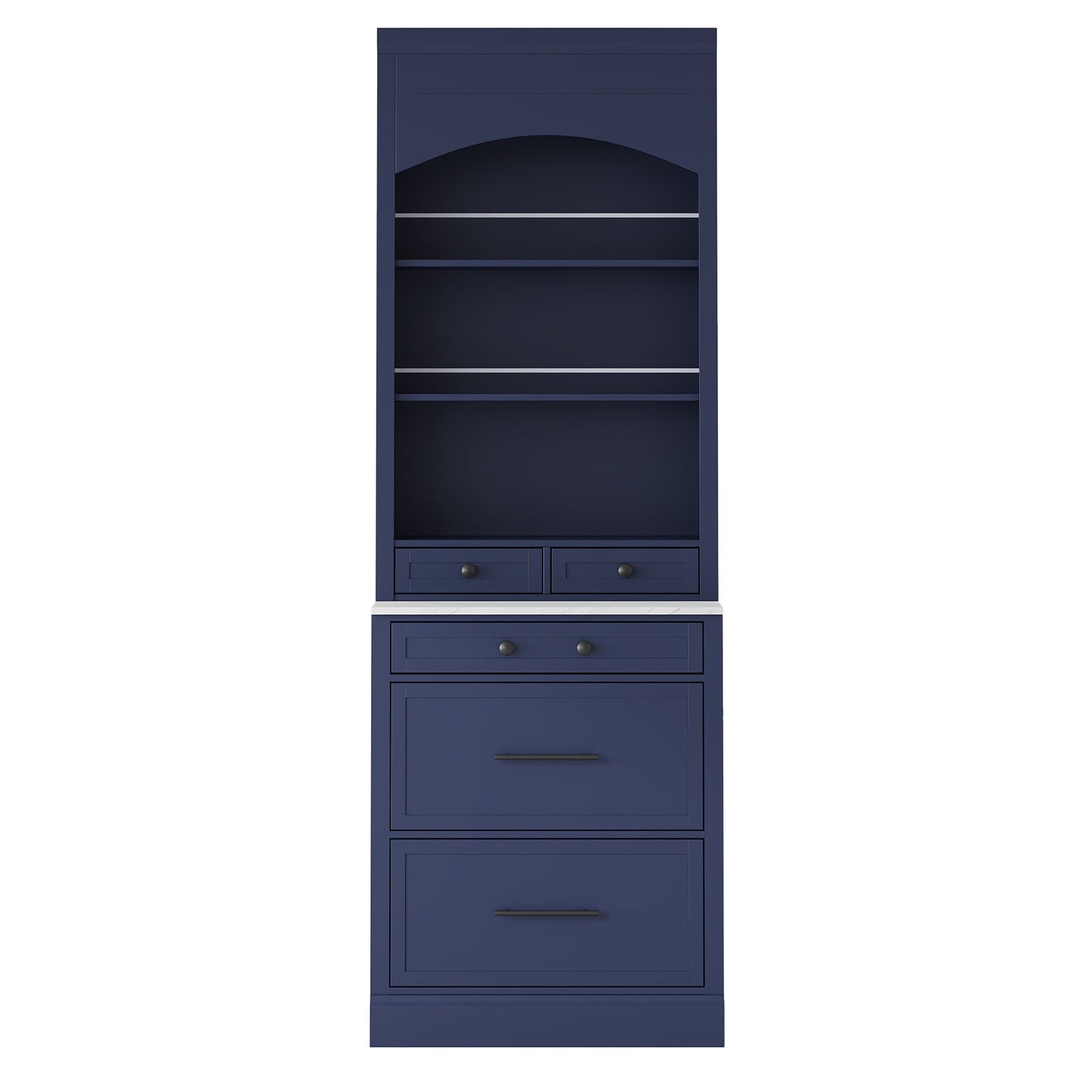 [Assembly Video Provided] TOPMAX Modern 83.7inch High Kitchen Pantry, Freestanding Tall Kitchen Hutch with Faux Marble Top,Cupboard Cabinet with 5 Storage Drawers and Adjustable Shelf, Set of 2, Blue