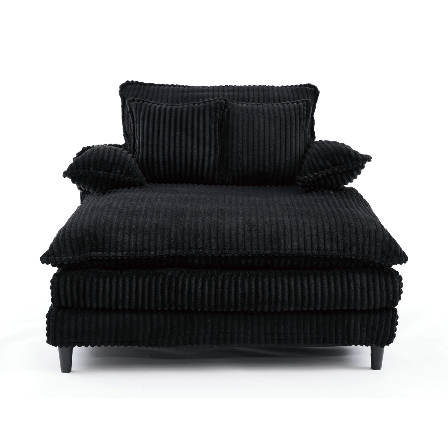 [NEW ARRIVED] [VIDEO PROVIDED] 54.75' W Oversized Chaise Lounge Chair,Fluffy cushioned sofa bed,Deep Seat,Corduroy,2 Pillows,4 gears can be adjusted,Leisure Sleeper Sofa Chair for Living Room, Black