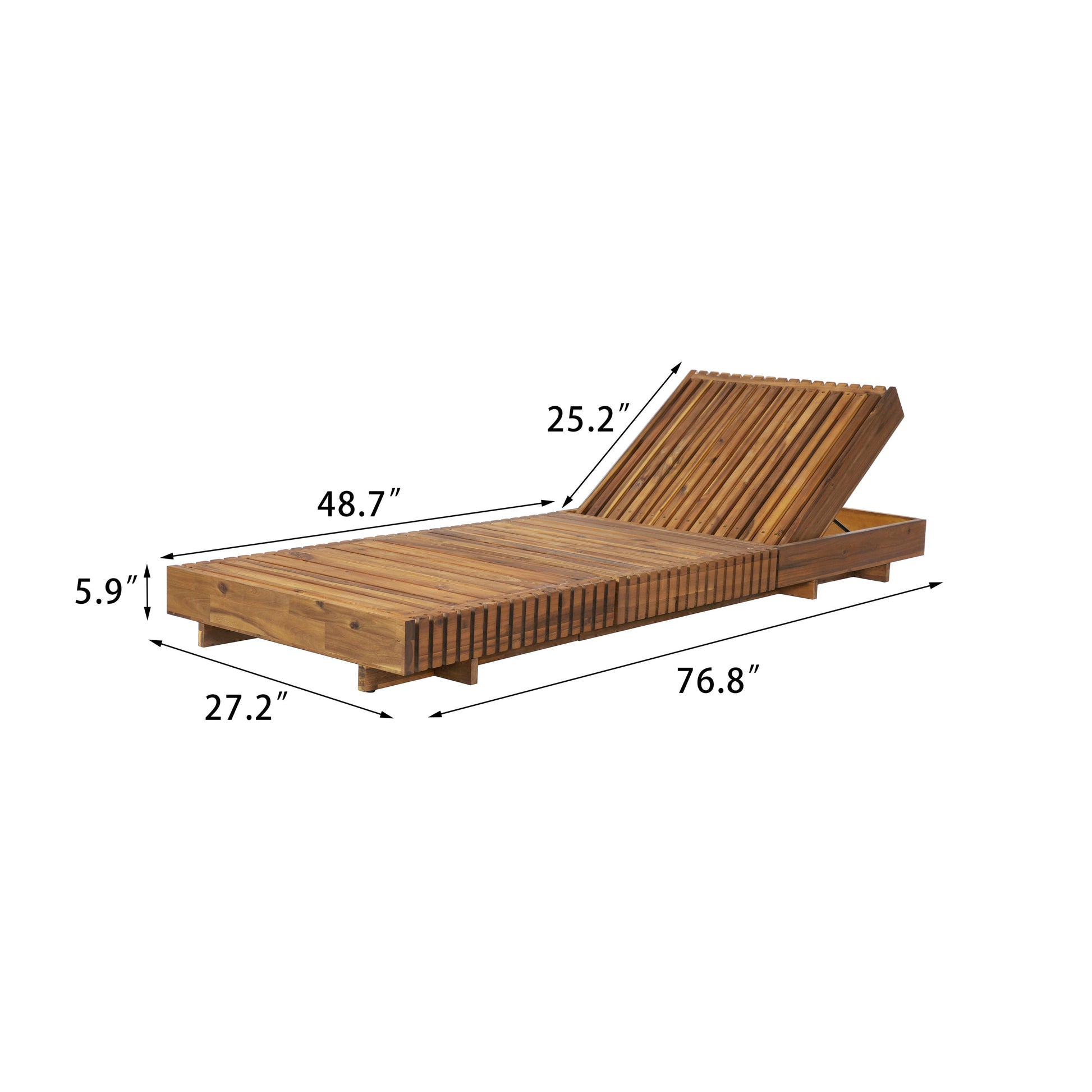 Outdoor Living: Lounge chaise Set, Acacia solid wood with  LOUNGE CUSHION (Cream+TRIPLE FOLDS) - Matching Dark Grey Version Available by Streamdale Furniture