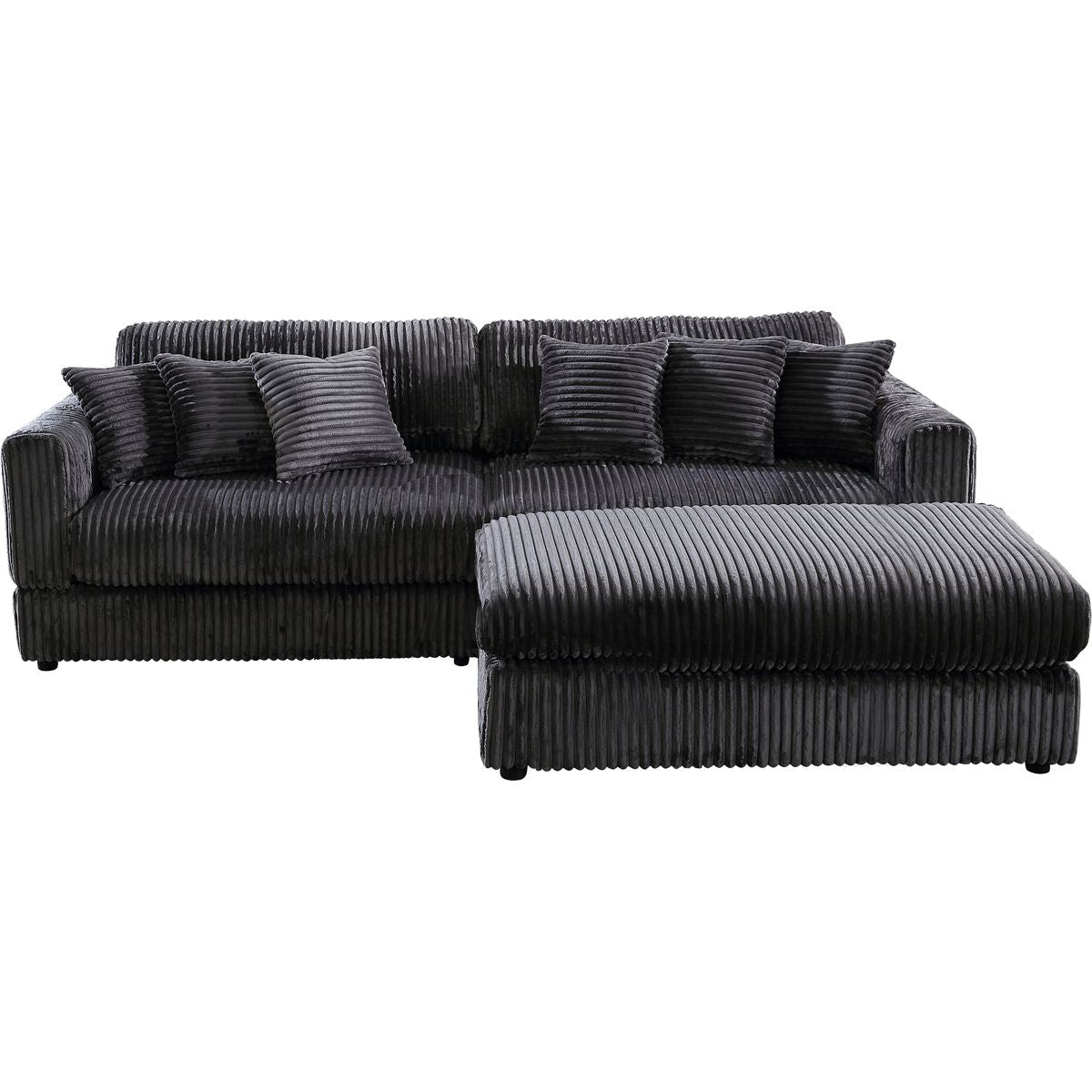 105' Oversized Sectional Sofa Cloud Couch for Living Room, Modern stripe L Shaped Couch, Comfy Boucle Modular Sofa Sleeper with Moveable Ottoman (Gery)
